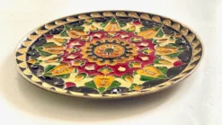 Assiette cloisonnée laiton vintage