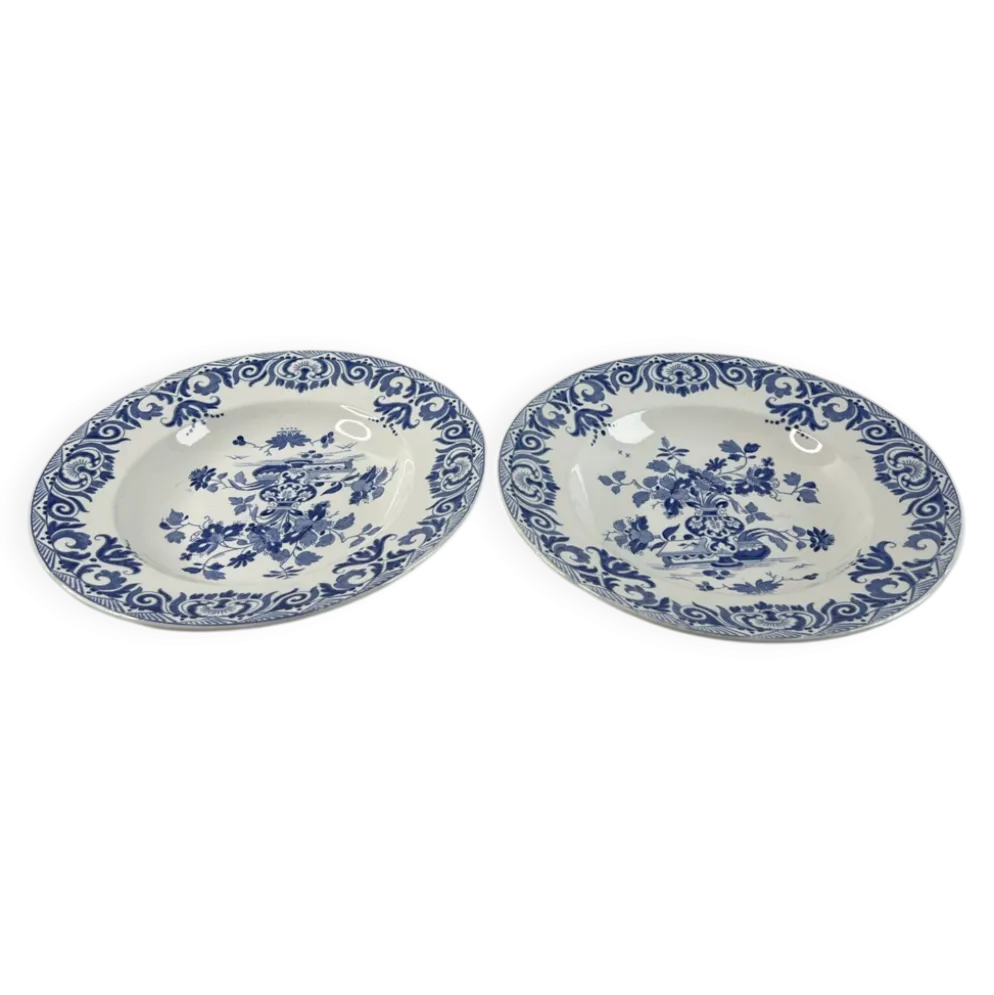 Assiette creuse ancienne Sarreguemines — Collection Shanghai lot de 2