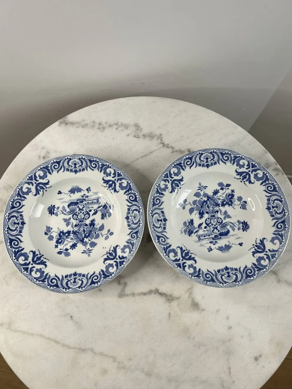 Assiette creuse ancienne Sarreguemines — Collection Shanghai lot de 2