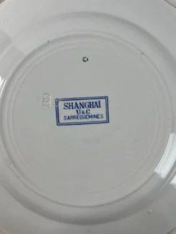 Assiette creuse ancienne Sarreguemines — Collection Shanghai lot de 2