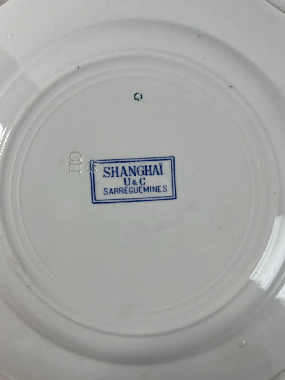 Assiette creuse ancienne Sarreguemines — Collection Shanghai lot de 2