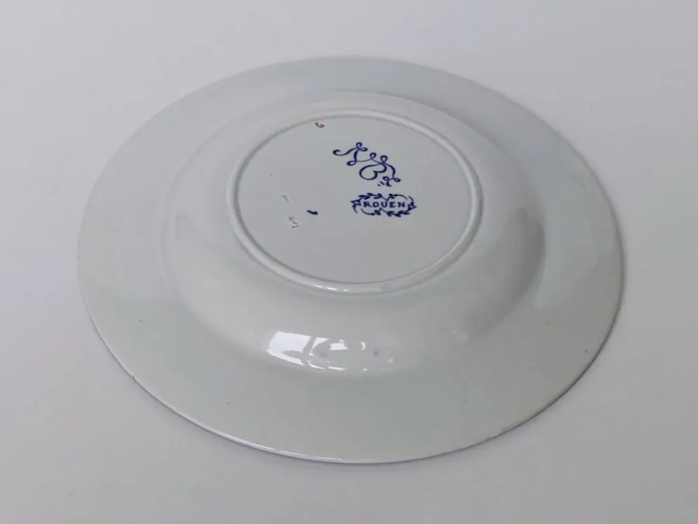 Assiette Creuse en Faïence - Décor "Style Rouen" - Marque JVB - Fin XIXe