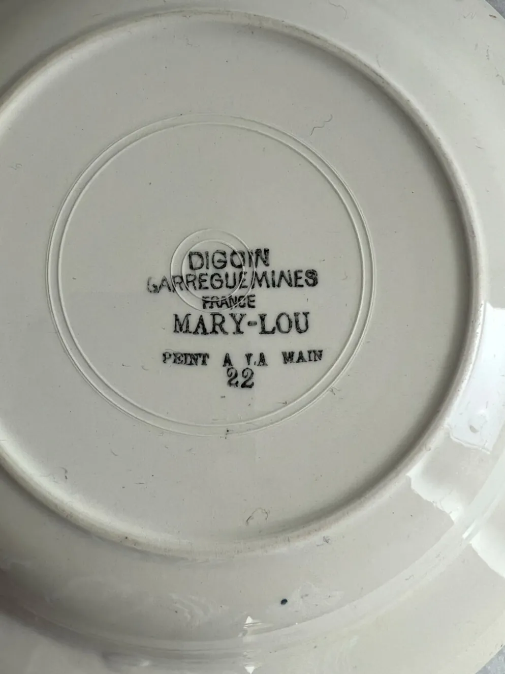Assiette creuse Mary-Lou Digoin Sarreguemines peinte à la main