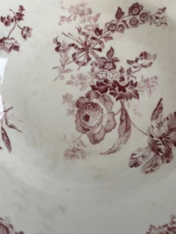 Assiette creuse terre de fer décor floral modèle Fontanges de Sarregue