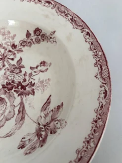 Assiette creuse terre de fer décor floral modèle Fontanges de Sarregue
