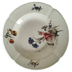 Assiette creuse Terre de Fer HB & Cie décor fleurs des champs 1900-1910