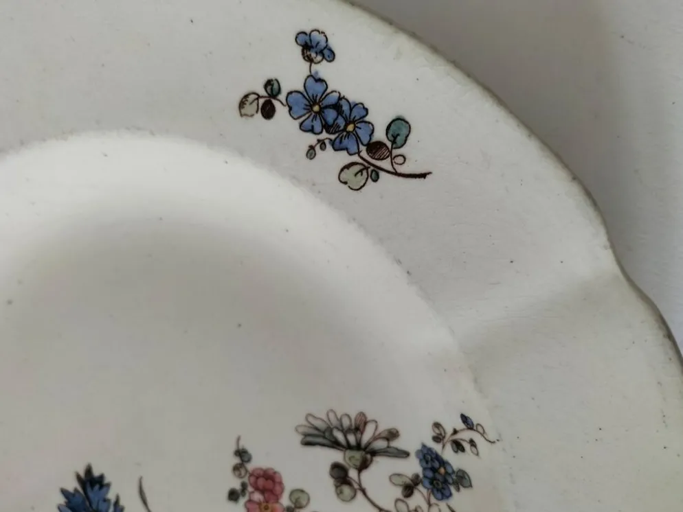 Assiette creuse Terre de Fer HB & Cie décor fleurs des champs 1900-1910