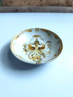 Assiette creuse vintage Keraluc Quimper France G6 plat décor floral bo
