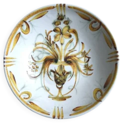 Assiette creuse vintage Keraluc Quimper France G6 plat décor floral bo