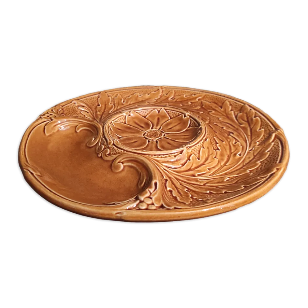 Assiette d’artichauts vintage Français en Majolica de Gien