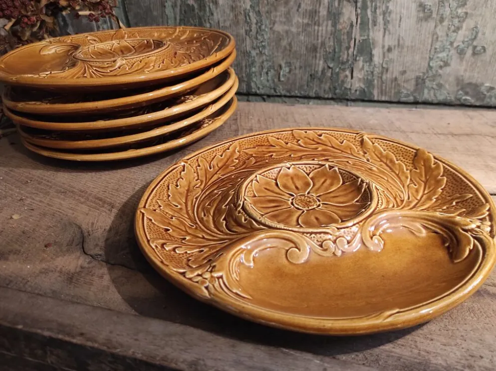 Assiette d’artichauts vintage Français en Majolica de Gien