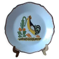 Assiette décorative dans l'esprit 18ème. Décor d'un coq stylisé