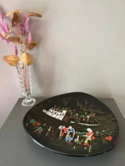 Assiette décorative Longwy décor de vendanges