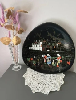 Assiette décorative Longwy décor de vendanges