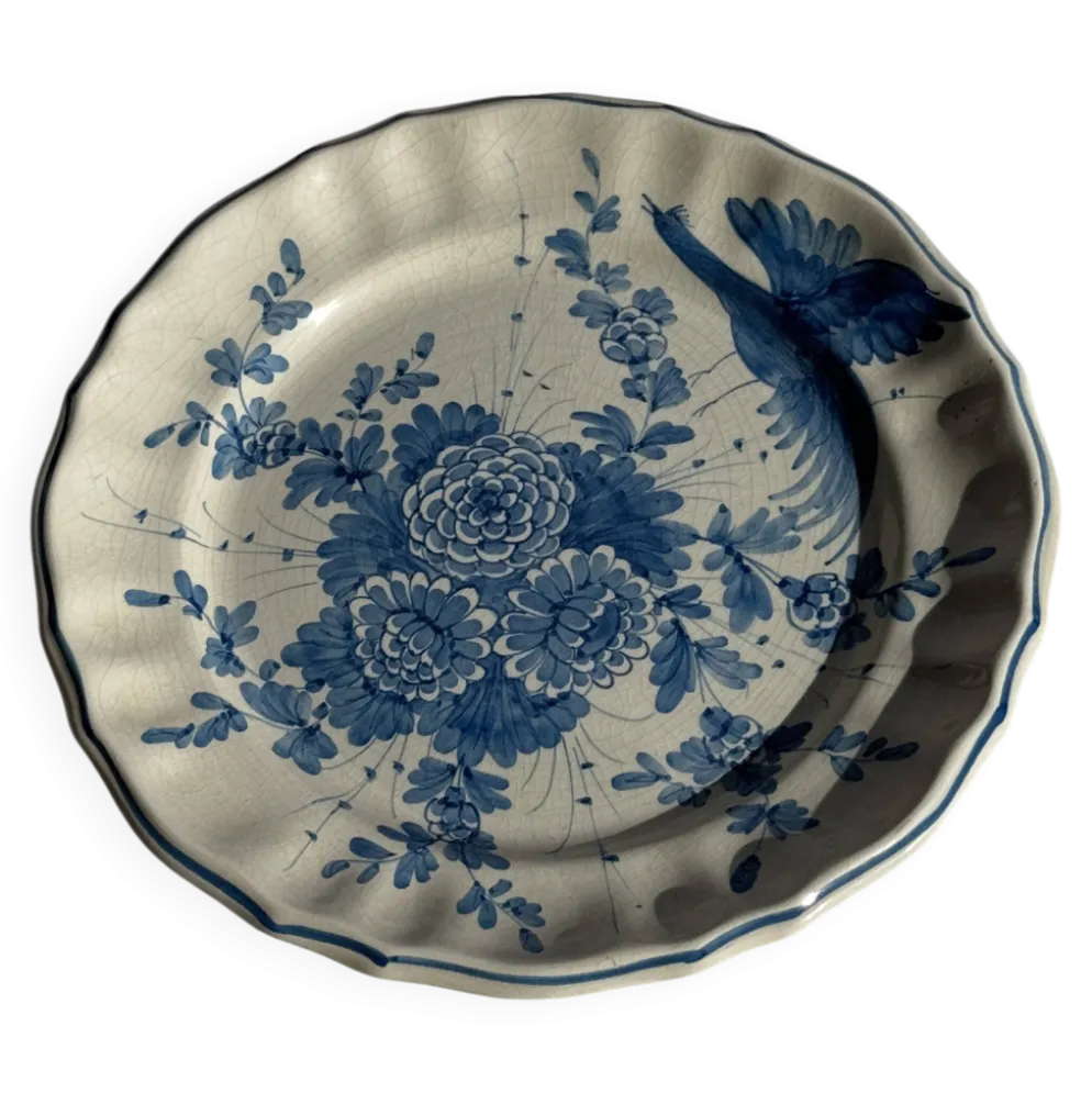 Assiette décorative à motif d'oiseau stylisé D24,5