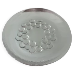 Assiette de service en verre pressé vintage – Design de couronne à bulles