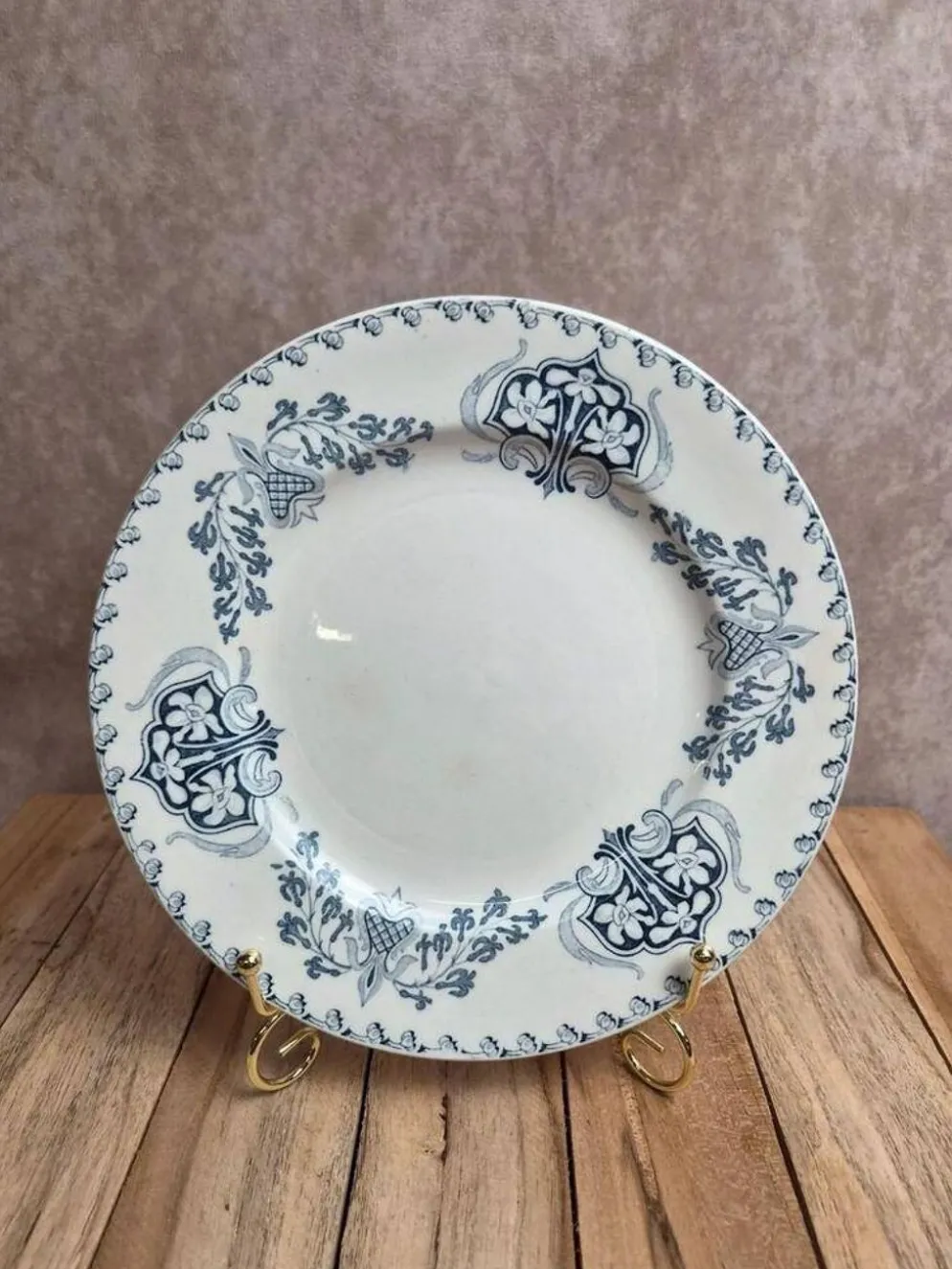 Assiette à dessert ancienne K&G Lunéville – modèle Sébastopol – décor bleu
