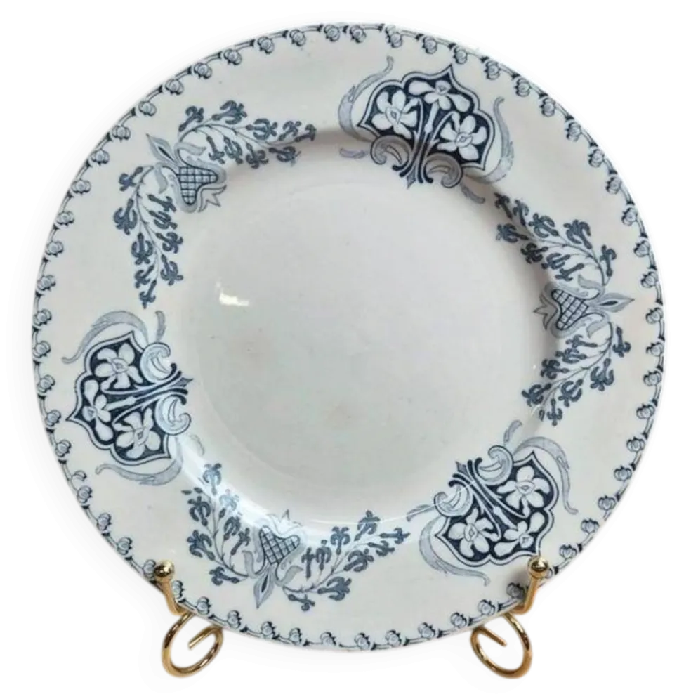 Assiette à dessert ancienne K&G Lunéville – modèle Sébastopol – décor bleu
