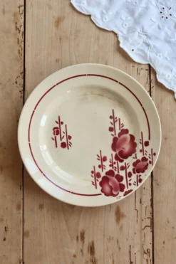Assiette à dessert ancienne terre de fer Saint Amand modèle 211 – Décor flo