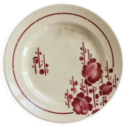 Assiette à dessert ancienne terre de fer Saint Amand modèle 211 – Décor flo