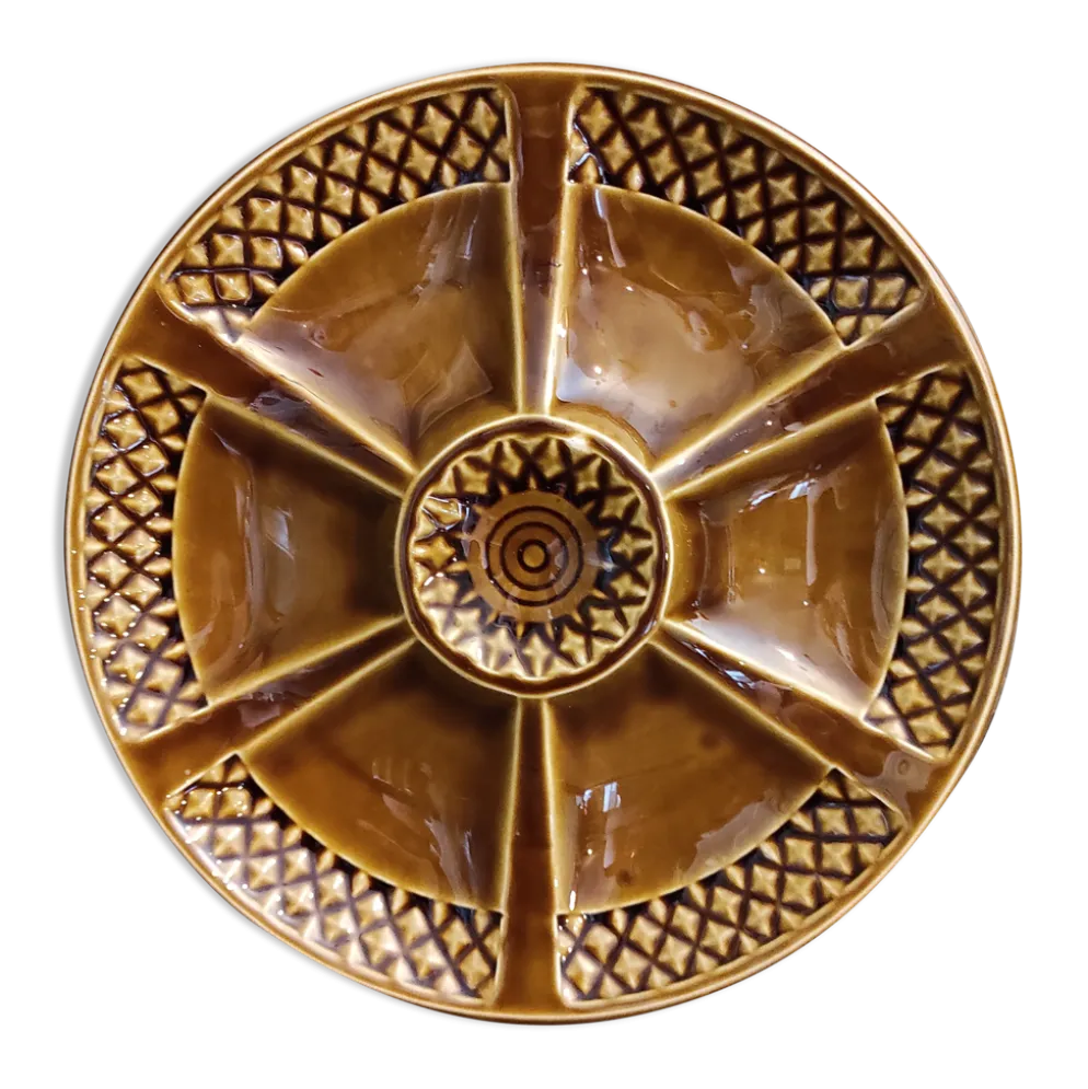 Assiette d’huîtres art déco Français majolique de Sarreguemines