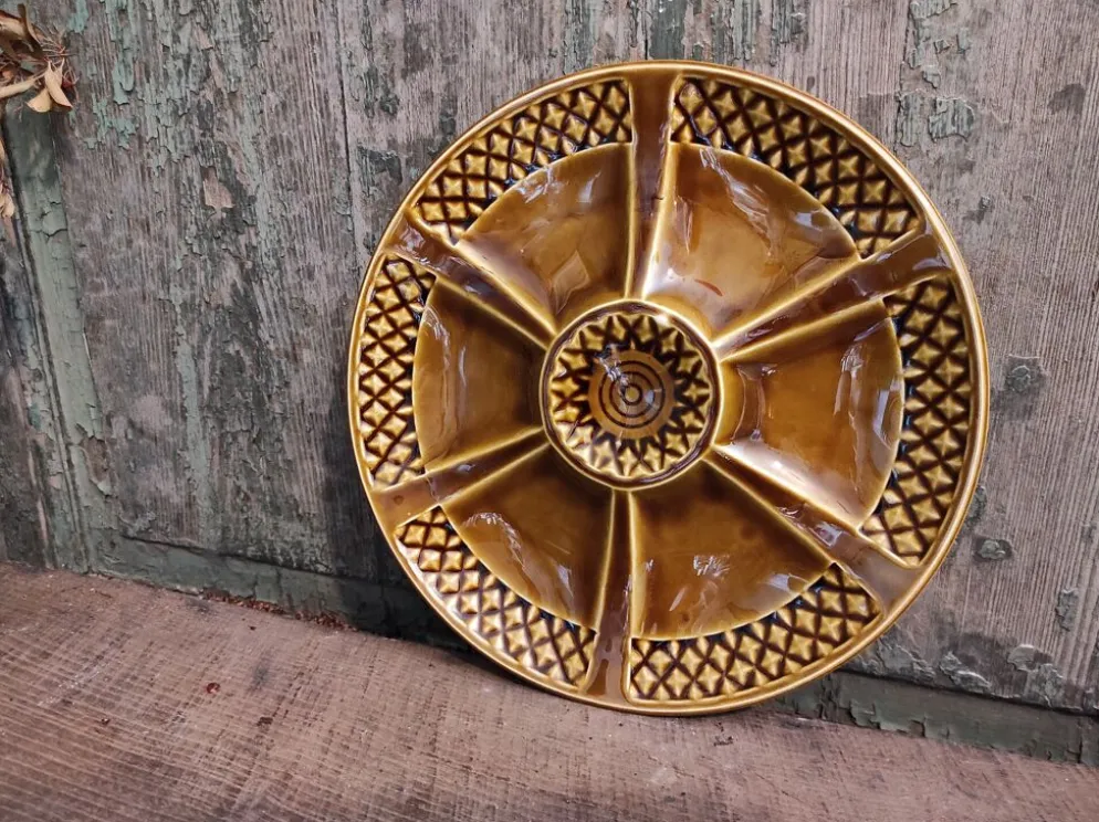 Assiette d’huîtres art déco Français majolique de Sarreguemines