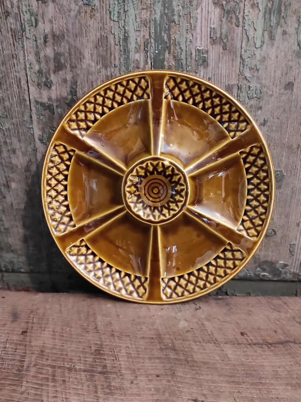 Assiette d’huîtres art déco Français majolique de Sarreguemines