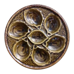 Assiette d’huîtres Français millésimées en Majolique de Saint Clément