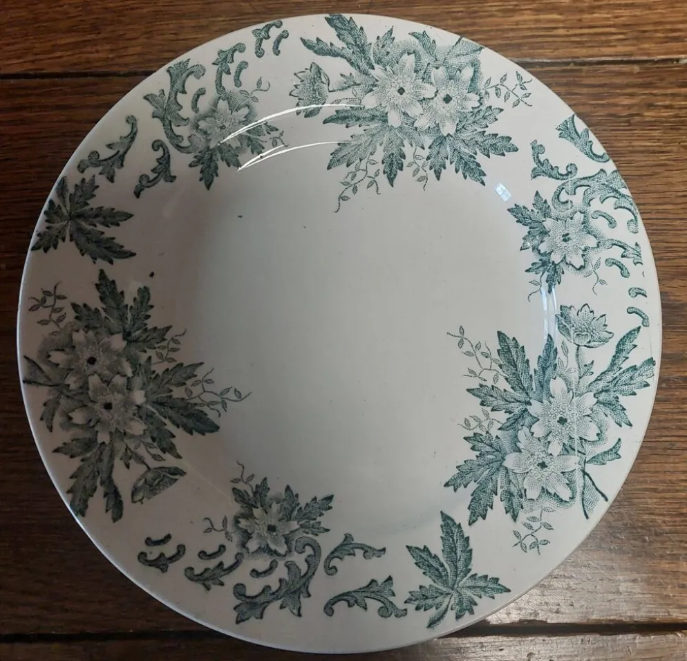 Assiette en faïence terre de fer Saint Amand décor anémone