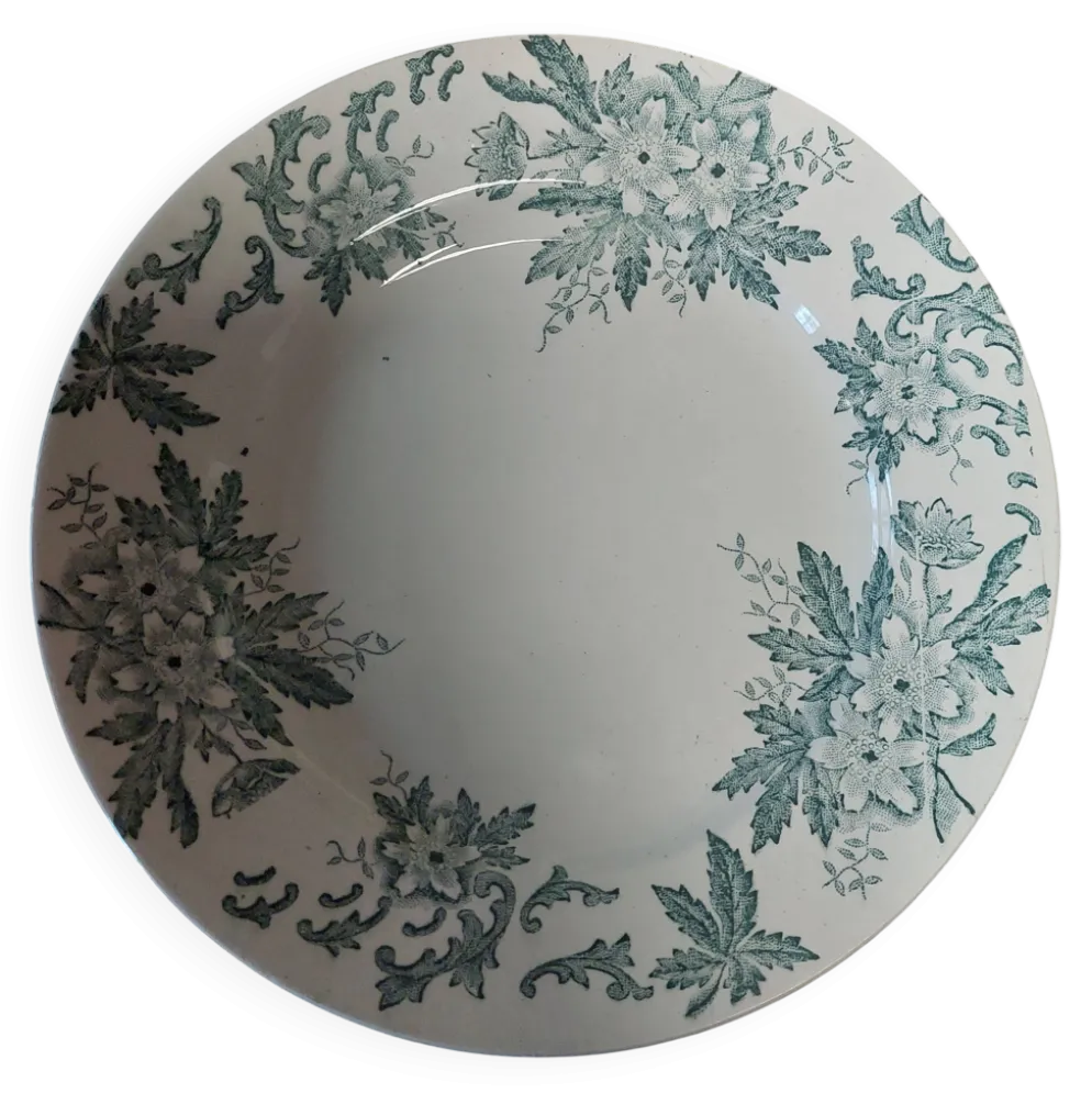 Assiette en faïence terre de fer Saint Amand décor anémone