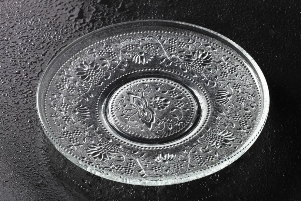 Assiette en verre Cibulak : plat moderne clair du milieu du siècle par Pavel Panek / 1974