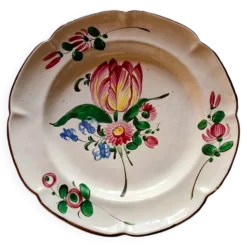 Assiette faïence de l'est St Clément décor tulipe
