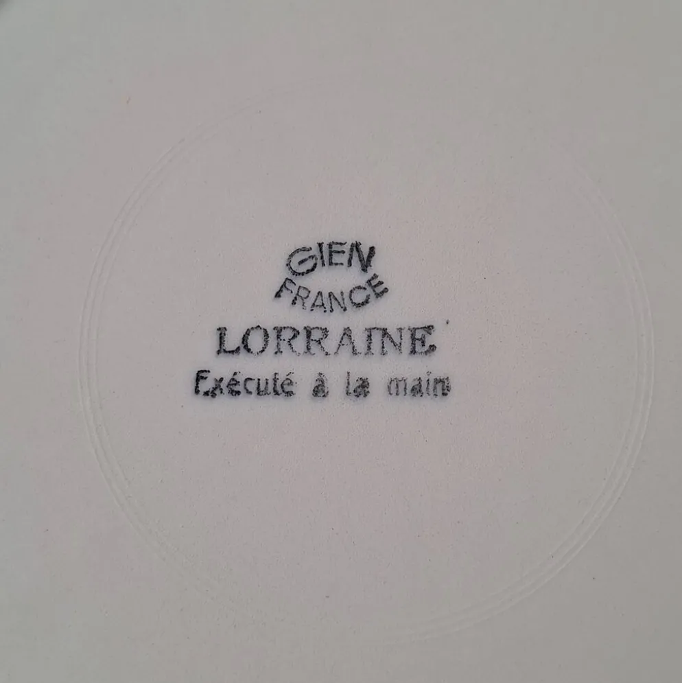Assiette faïencerie de Gien modèle Lorraine fait main