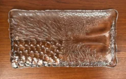Assiette à gâteau en verre design arbre des quatre saisons vintage de Riedel Glas, années 1970