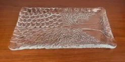 Assiette à gâteau en verre design arbre des quatre saisons vintage de Riedel Glas, années 1970