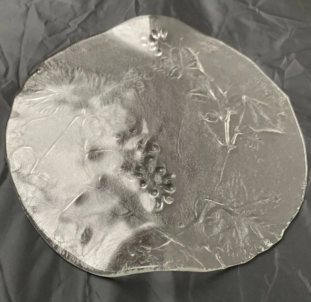 Assiette à gâteau en verre scandinave vintage, années 1970