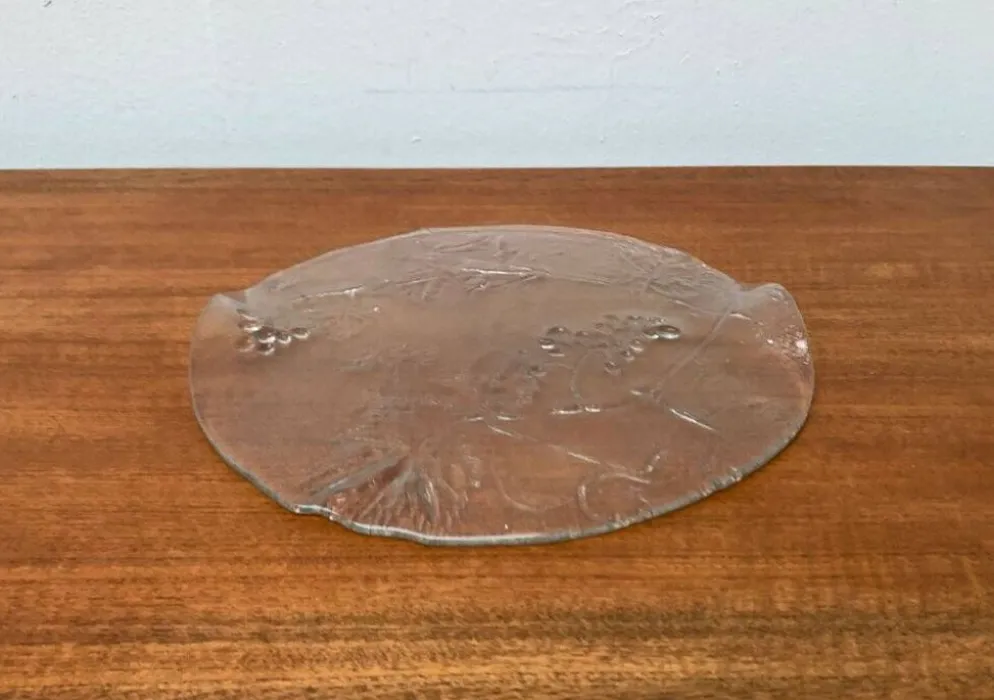 Assiette à gâteau en verre scandinave vintage, années 1970