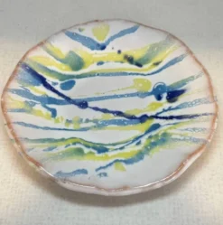 Assiette Hagi Ware à Traînée à la Main, 13,5 cm — Seseragi