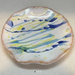 Assiette Hagi Ware à Traînée à la Main, 13,5 cm — Seseragi