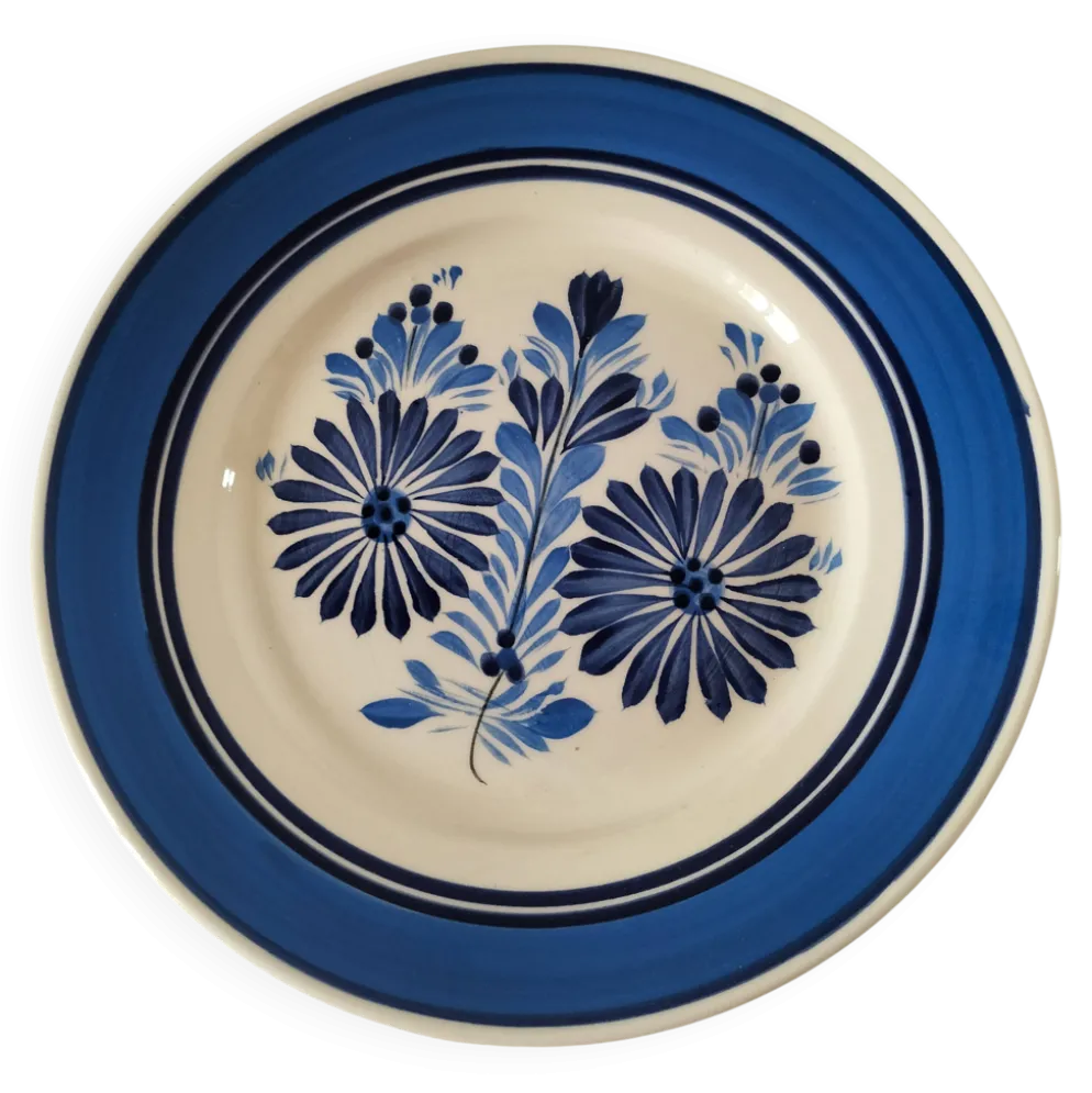 Assiette HB Quimper décor floral années 60-70