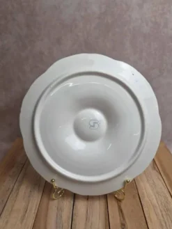 Assiette à huîtres / coquillages Sarreguemines – Faïence blanche vintage
