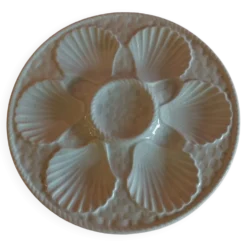 Assiette à huîtres en faïence blanche de Longchamp