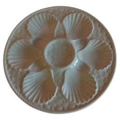 Assiette à huîtres en faïence blanche de Longchamp
