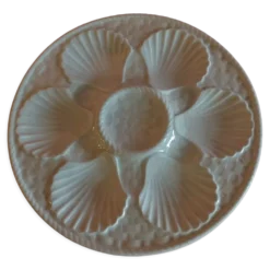 Assiette à huîtres en faïence blanche de Longchamp