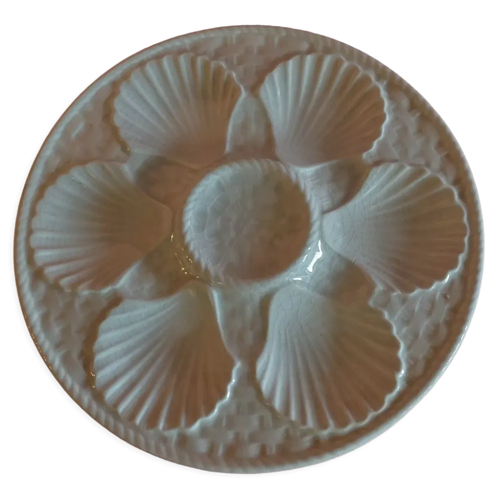 Assiette à huîtres en faïence blanche de Longchamp