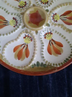 Assiette à huîtres hb henriot quimper grès 23 cm décor floral breton