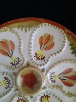 Assiette à huîtres hb henriot quimper grès 23 cm décor floral breton