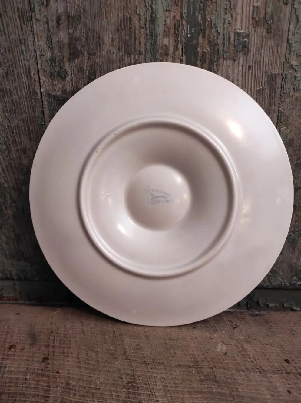 Assiette à huîtres vintage française en majolique de Longchamp