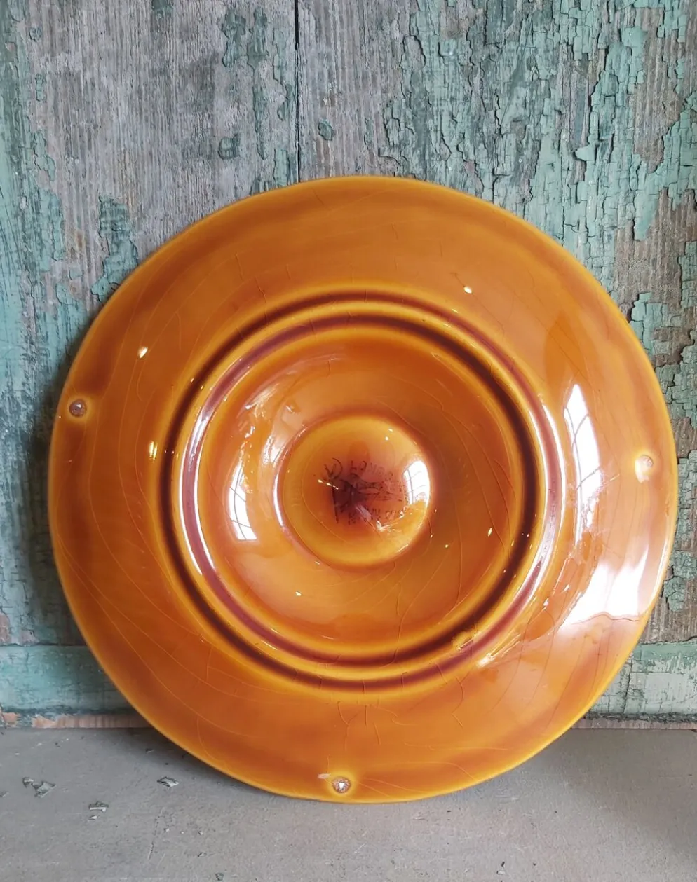 Assiette à huîtres vintage française en majolique de Longchamp