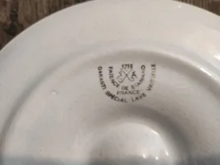 Assiette à huîtres vintage française en majolique blanche et verte